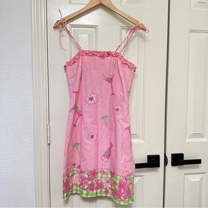 Vintage White Label Lilly Pulitzer Pink Green Martini Flower Sundress Spaghetti2